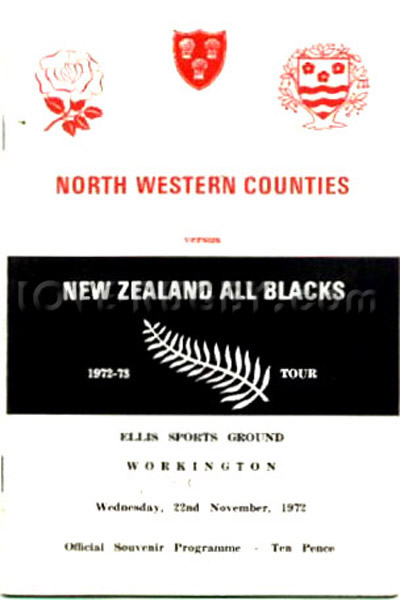 1972 North-Western Counties v New Zealand  Rugby Programme